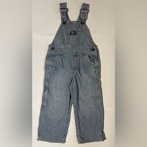 OshKosh Railroad Stripe Bib Overall Size 3t Kids Unisex blue denim jumpsuit